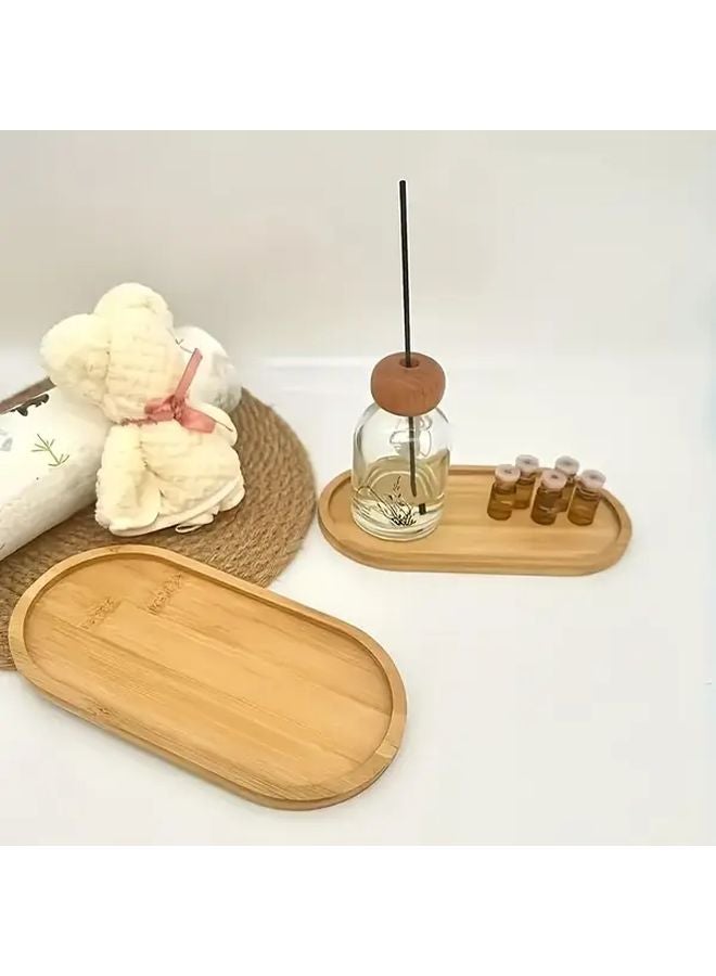 Bamboo Vanity Tray Wooden Jewelry Storage Rack Bathroom Countertop Organizer 1pc - Image 1